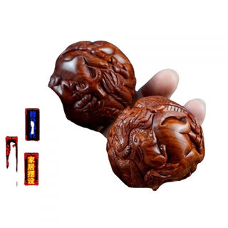 实木黄花梨十二生肖球手球按摩球老挝文玩健身雕刻手把件