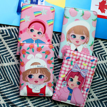 ins Japanese and Korean cute leather passport clip girl heart cute beauty girl cartoon photo certificate set with card position simple original