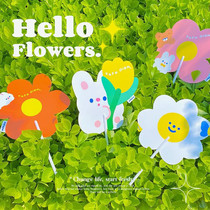 Student cartoon flower cool fan PVC Korean ins Wind Hyuna cute long handle hand-held Color Plastic fan