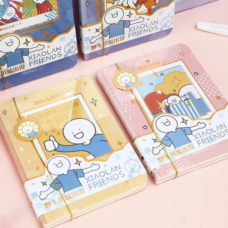 Student cartoon literary youth writing gift creative notebook small blue daily series bag back naked book 36K