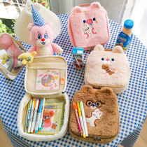 Student Cartoon Fall Plush Makeup Packs Ins Superfire Portable Cute Japan-South Korea Nets Red And Delicate Fashion Pen Bags