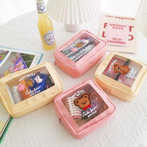 Pen bag ins wash bag net red Korean Airlines first class travel simple girl Heart Bear portable cosmetic bag