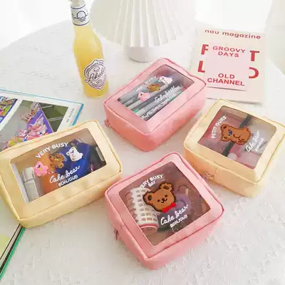 Pen bag ins washing bag Net celebrity Korea Airlines first class travel simple girl heart bear portable makeup bag