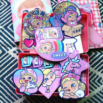 Korean cute girl heart luggage decoration waterproof sticker Japanese diary mobile phone case small sticker Mengmei