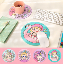 Korean version of stick girl cartoon trumpet cute non-slip mouse pad waterproof and dirty resistant leather table pad ins girl heart