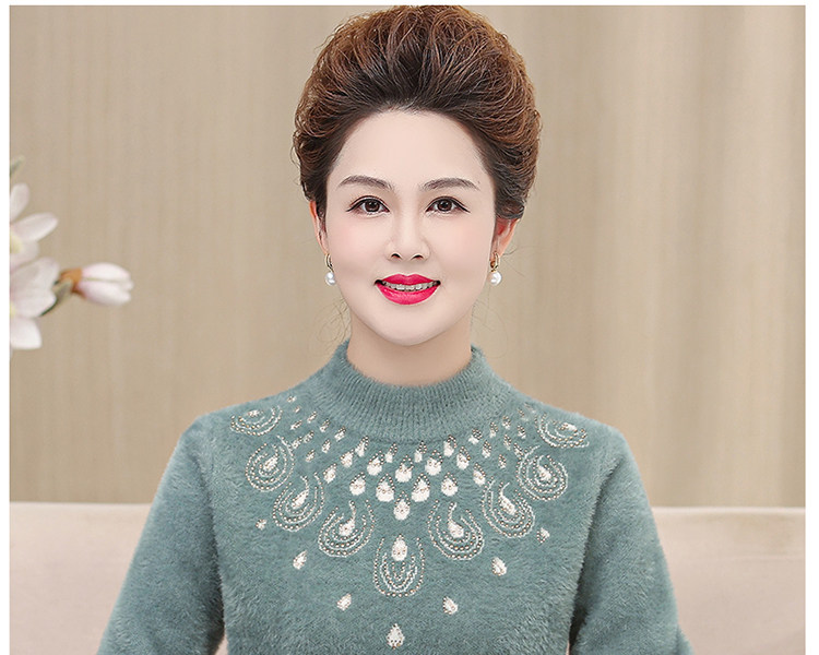 妈妈装毛衣加厚老年保暖内搭上衣中老年女装冬季水貂绒毛衣打底衫 pic 1