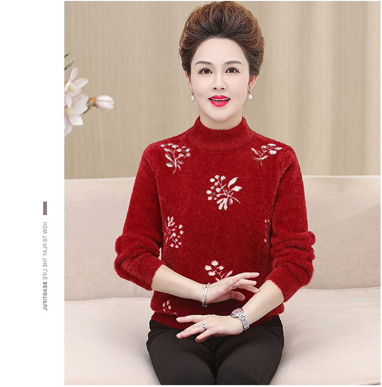 妈妈装毛衣加厚老年保暖内搭上衣中老年女装冬季水貂绒毛衣打底衫 pic 60
