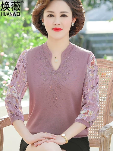 Весенняя футболка на день матери для матери, трикотажная летняя одежда для пожилых людей, комплект, коллекция 2022, для среднего возраста, в западном стиле