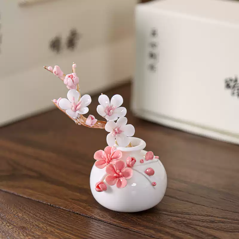 陶瓷迷你花瓶小号结晶釉现代简约摆件玄关博古架家用清新瓷装饰品-淘宝