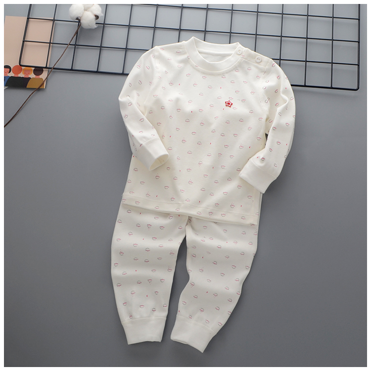 Bộ đồ lót trẻ em cotton không xương mùa xuân đoạn đầu vai mở khóa bé mùa thu quần áo quần dài bé đáy đồ ngủ