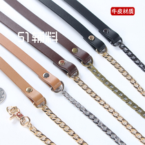 Genuine leather cowhide mobile phone coin purse transformation chain crossbody small hanging buckle shoulder strap Handmade patchwork DIY bag accessories