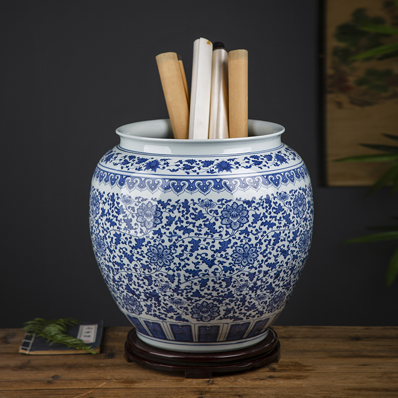 Jingdezhen hand ceramic large book painting cylinder cylinder cylinder cylinder room library arrow cylinder