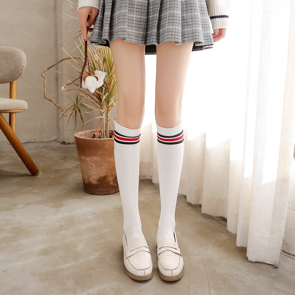 Golf women's sports stockings Korean spring and autumn cotton all-match socks breathable elastic mid-tube knee-length calf socks