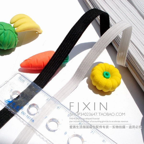 DIY accessories multi-specification optional black and white elastic band Imported rubber rope thickened elastic flat mercerized belt belt