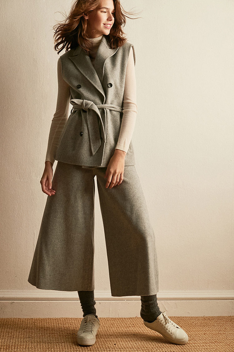 Gió nhà nâng cấp quần áo! Tách hàng hóa cổ áo nhung mềm cổ áo Slim tay may cashmere hai mặt vest WT0195 áo khoác cardigan nữ