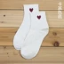 Phiên bản Hàn Quốc của mùa thu và mùa đông thể thao tất nữ trong ống cotton retro gió đại học Nhật Bản yêu vớ Hàn Quốc màu đỏ trái tim màu trắng tất nữ cố thấp Bít tất nữ
