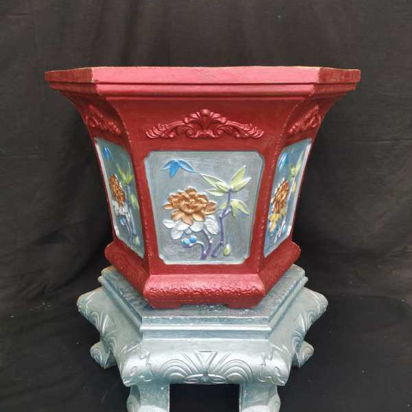 High-footed hexagonal cement flower pot mold swing piece Lanting flower pot products Deep high basin homemade plastic large bonsai model