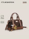 Ctlnokegin Maillard Leopard Print Boston Pillow Bag Women's 2026 New Handheld Crossbody Bowling Bag