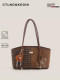 Ctlnokegin Bear Plaid Tote Bag Women's Large Capacity 2026 New Style Class Commuting Underarm Shoulder Bag