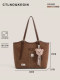 Ctlnokegin Light Retro Frosted Badge Tote Bag for Women, Large Capacity, High-End Feel, Suitable for Class and Commuting, Shoulder Bag