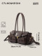 Ctlnokegin High-End Sweet and Cool Style Motorcycle Bag for Women, Retro Large-Capacity Commuter Shoulder Bag, Underarm Crossbody Bag