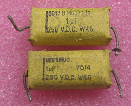 European production of 1uf 250V DC 8017BM series antique sugar block capacitors