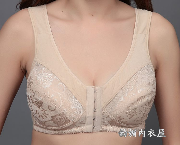 bảo hiểm hàng hóa womens trung niên áo ngực không có vòng thép không bọt biển hàng mẹ trước mỏng khóa mã lớn trong đồ lót cao cấp.