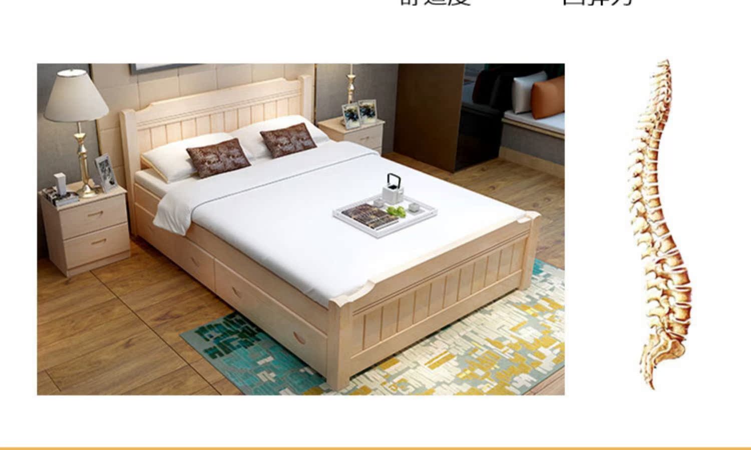 Giường gỗ nguyên khối tối giản hiện đại 1,8 m giường đôi chính phòng ngủ 1,5 m lưu trữ 1,2m giường đơn kinh tế - Giường giường gỗ gõ đỏ