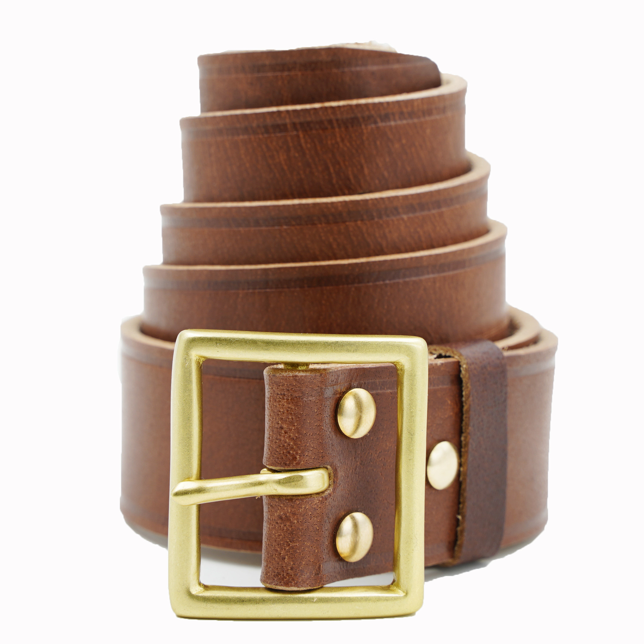 Pin Buckle Solid Brass Belt Buckle Glossy Single Loop Top Layer Pure Leather Cargo Pants Retro Jeans Extended Belt