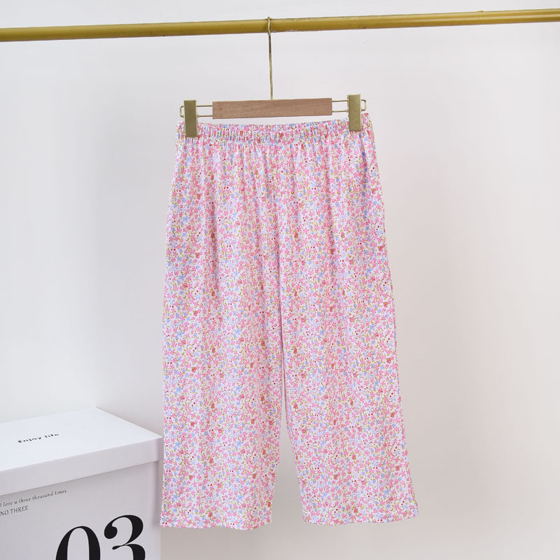 Sleeping Pants Woman Pure Cotton Gats Spring Summer Thin middle aged seven Pants Loose Air Conditioning Pants can be worn outside Mom's home pants