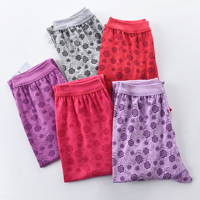 Aki pants female cotton inner wear cotton lady middle-aged old-age loose seniors mom wire printed large cotton pants