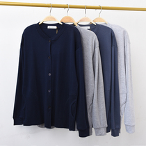 The elderly buckle underwear mens pure cotton plus fat plus size open body autumn coat cardigan open cotton sweater underwear