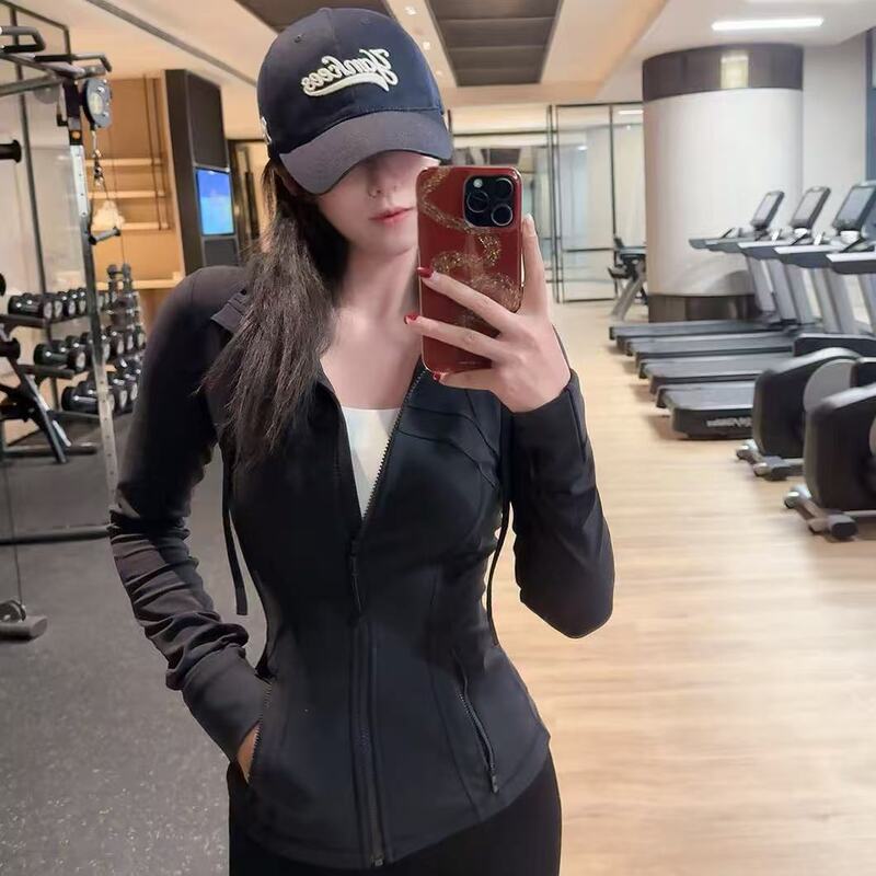 Lulu-Style Hooded Yoga Set for Women, Slim-Fit Jacket, High-Waisted Drawstring Brushed Nylon Wide-Leg Pants