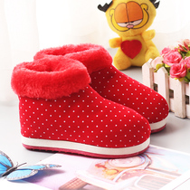 Winter children non-slip handmade cotton shoes boy home outside wearing warm shoes gapped thickened girl baby hair sweater