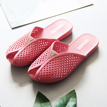 Net red slippers Summer Womens thick bottom Baotou Half slippers flat bottom soft bottom outer wear non-slip minimalist about home bathroom Plastics