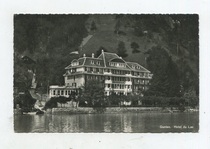 1947 Switzerland actual mail black and white old postcard gunten landscape hotel landscape stamp