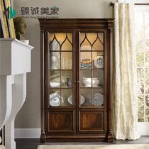 French postmodern Mediterranean American minimalist neoclassical solid wood double door glass bookcase dinner side Locker Custom