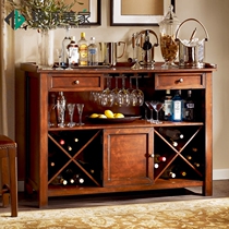 American multifunctional wine cabinet small house solid wood side cabinet living room simple bar household partition kitchen cabinet customization