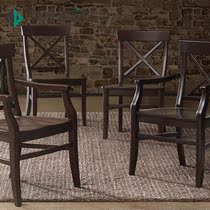 American retro solid wood dining chair living room office leisure tiger chair armchair soft chair hotel cafe customization