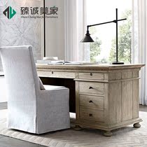American country pure solid wood desk St. James President desk French retro old writing Workbench