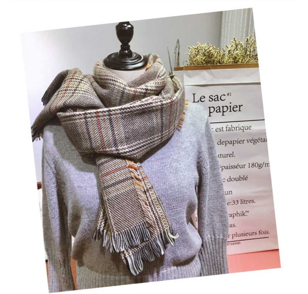 Thời trang khăn kẻ sọc Anh Nữ mùa đông linh hoạt houndstooth khăn dài Chia đôi ấm áp khăn choàng lớn khăn quấn cổ phượt
