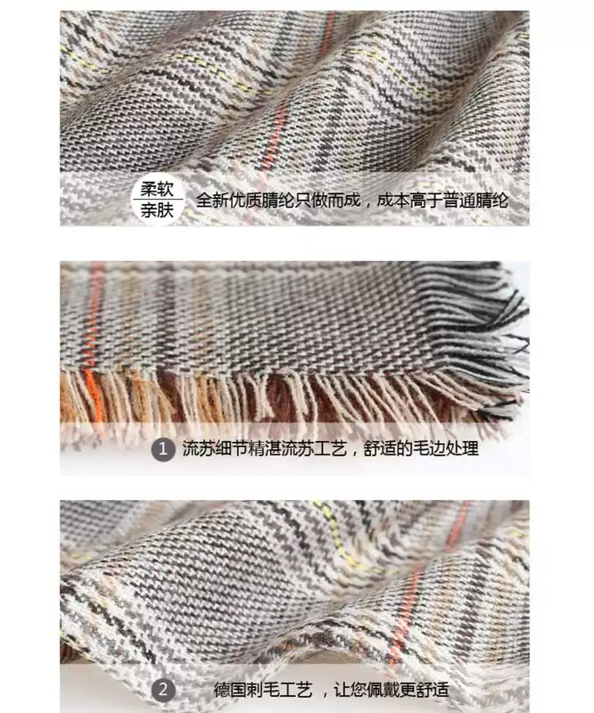 Thời trang khăn kẻ sọc Anh Nữ mùa đông linh hoạt houndstooth khăn dài Chia đôi ấm áp khăn choàng lớn