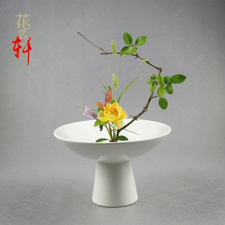 Sắp xếp hoa Zen Jianshan Sắp xếp hoa cao chân gốm hoa chậu theo phong cách Nhật Bản Ao trong nhà thủy canh mềm - Vase / Bồn hoa & Kệ