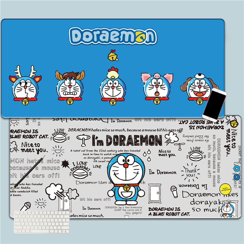 Doraemon Tinkerbell robot cat Blue fat mouse pad Oversized lock edge computer keyboard Office class desk pad