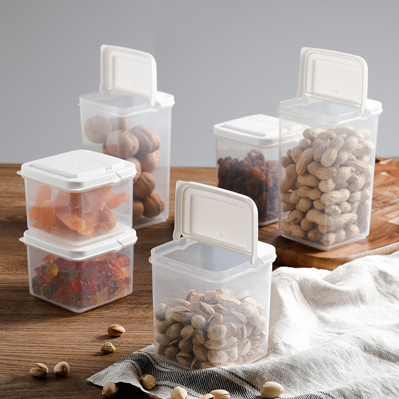 Japan imported flip fresh -keeping box household grain dry goods storage box kitchen refrigerator plastic preservation storage jar