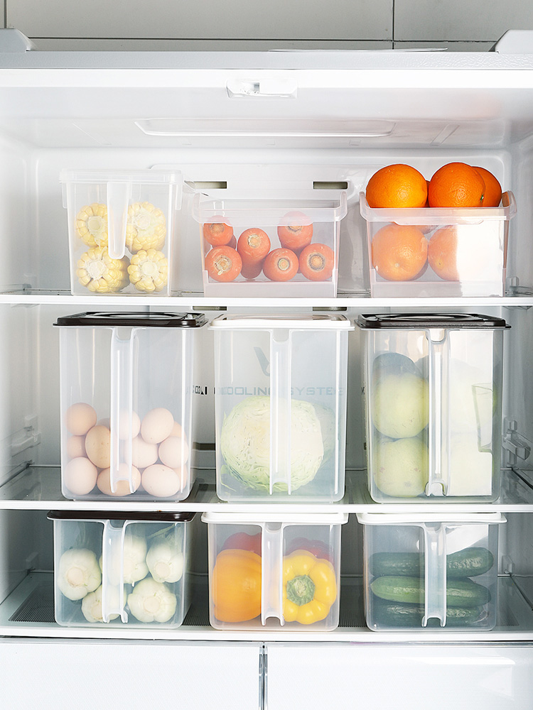 Japan imported refrigerator storage box with lid Flour bucket Large food preservation sealed box with handle storage box