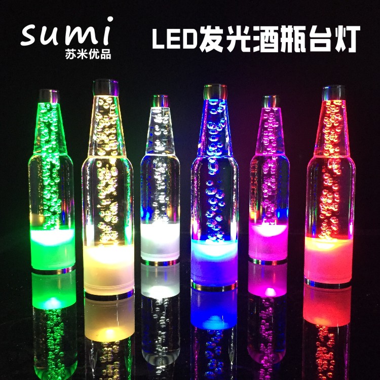 led rechargeable bar table lamp Night light Creative personality luminous bottle light Cafe bar table lamp Candlestick