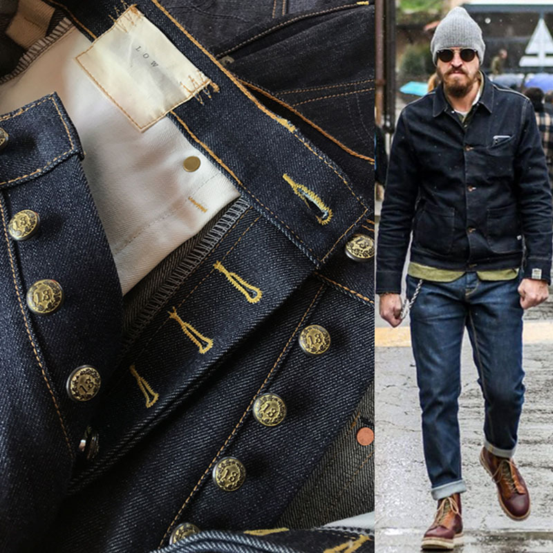 Vintage High-Quality New York Luxury Heavy-Duty Raw Denim Japanese Selvedge Denim Mid-Rise Slim-Fit Jeans for Men Vintage High-Quality New York Luxury Heavy-Duty Raw Denim Japanese Selvedge Denim Mid-Rise Slim-Fit Jeans for Men