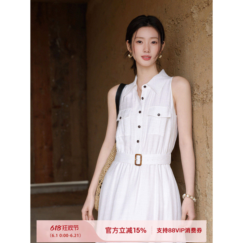 Plums Are Ripe, the "Elegant Time Zone" High-Sensitivity Old Money Linen Lapel Shirt Dress, Sleeveless Vest Dress for Women Plums Are Ripe, the "Elegant Time Zone" High-Sensitivity Old Money Linen Lapel Shirt Dress, Sleeveless Vest Dress for Women