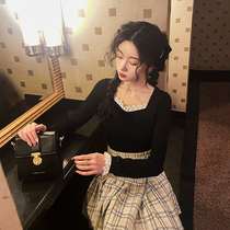 Plum cooked literary temperament lace lace collar top base shirt female slim early spring interior long sleeve T-shirt